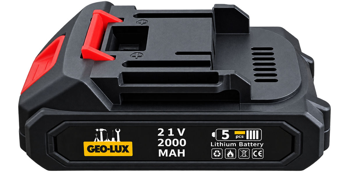Foarfecă Galbenă Electrică de Grădină GEO-LUX 21V – 2 Acumulatori 2000 mAh, Display Digital, Set Complet în Valiză
