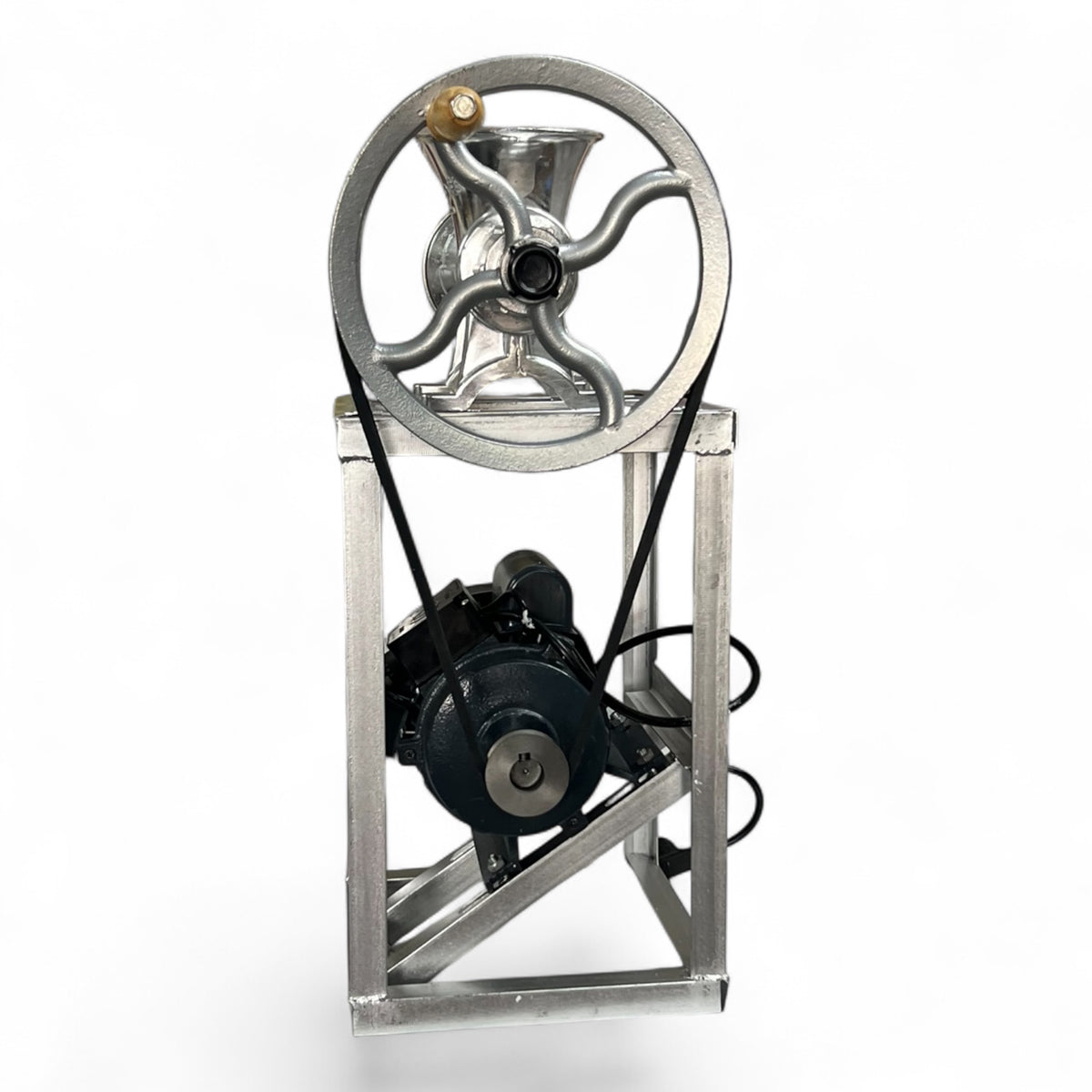 Motor Electric Monofazat 3 kW cu Cadru Metalic și Pâlnie – pentru Mașină de Tocat Carne Nr. 32