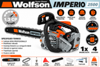 Drujbă pe Benzină Wolfson Imperio 2500 DAX2500 – 1,3 CP, Lamă 30 cm, 4 Accesorii