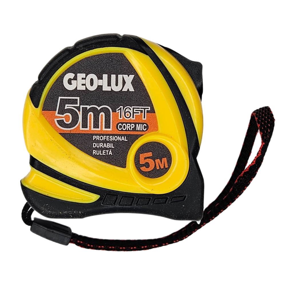 Ruletă Profesională 5 Metri – Bandă Lată, Carcasă Cauciucată
