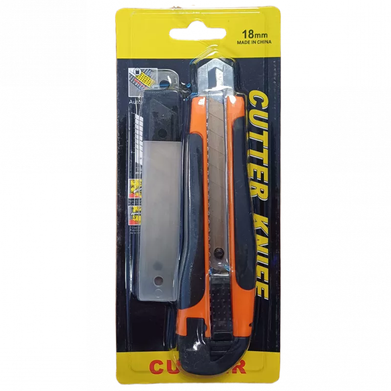 Cutter Profesional 18 mm cu Rezervă Lame, Lamă Segmentată din Oțel, Mâner Ergonomic