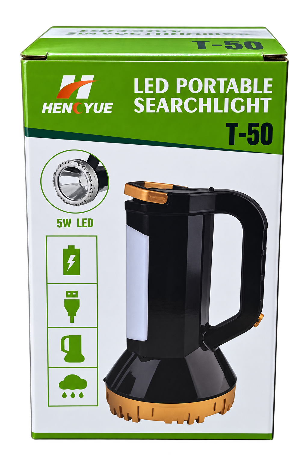 Lanternă LED Portabilă HENYUE T-50 – 5W, COB LED, Reîncărcabilă, Mâner de Transport