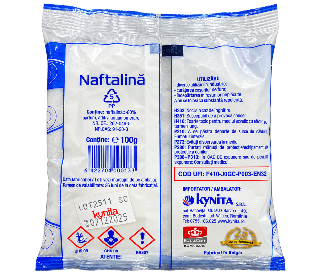 Naftalină 100 g – Pentru Protejarea Textilelor și Îndepărtarea Mirosurilor