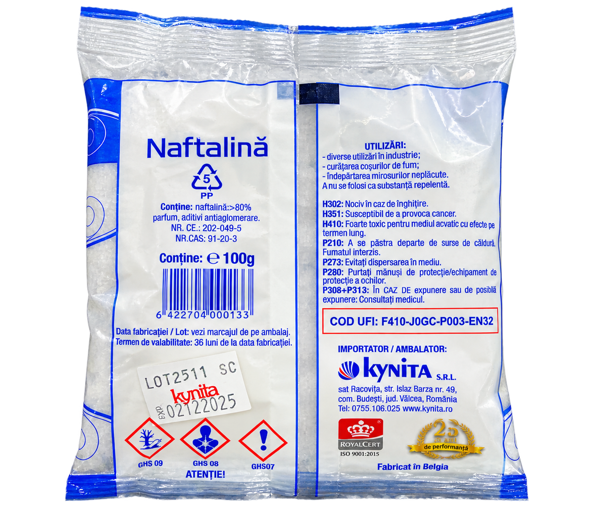 Naftalină 100 g – Pentru Protejarea Textilelor și Îndepărtarea Mirosurilor