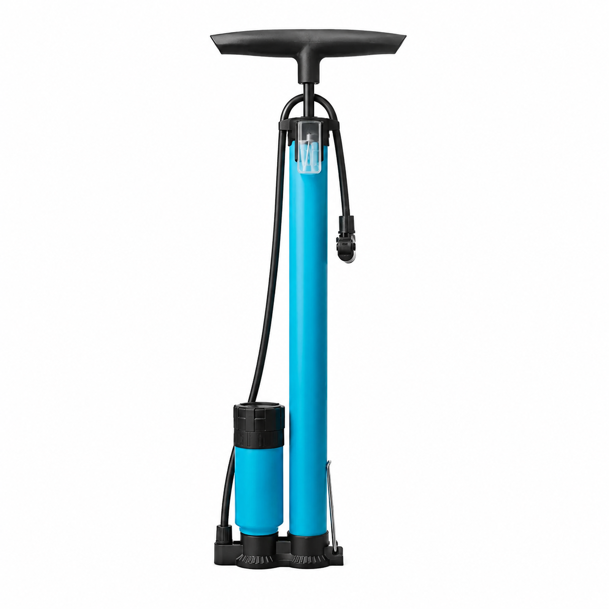 Pompă Auto cu Manometru și Mâner din Plastic – Manuală, Universală pentru Biciclete și Mașini