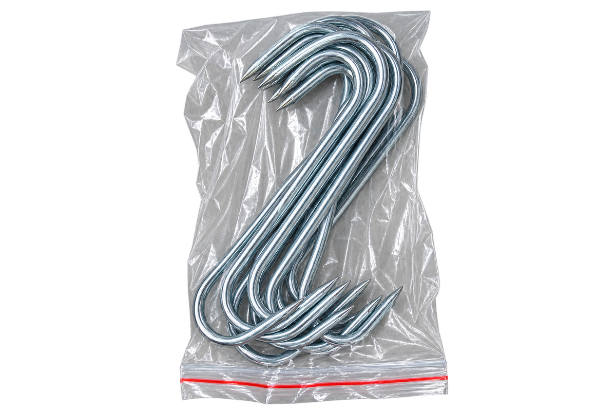 Set 10 Cârlige Metalice pentru Carne, Tip S – Ø4 mm × 18 cm