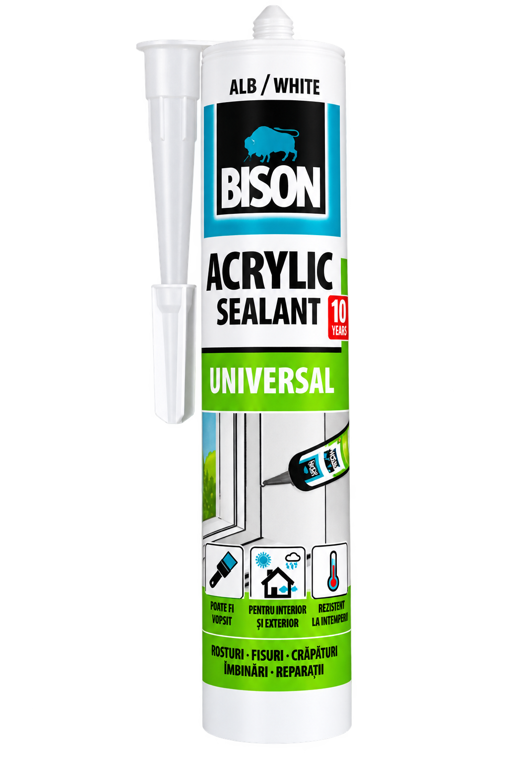 Etanșant Acrilic Universal Bison – Alb, pentru Interior și Exterior
