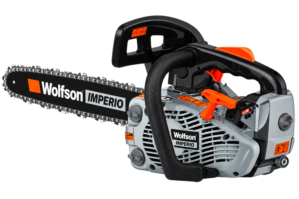 Drujbă pe Benzină Wolfson Imperio 2500 DAX2500 – 1,3 CP, Lamă 30 cm, 4 Accesorii