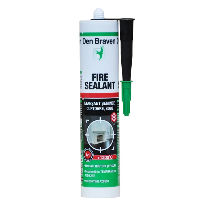 Silicon Rezistent la Temperaturi Den Braven Fire Sealant 1200°C, 280 ml – Etanșant pentru Șeminee, Sobe și Cuptoare