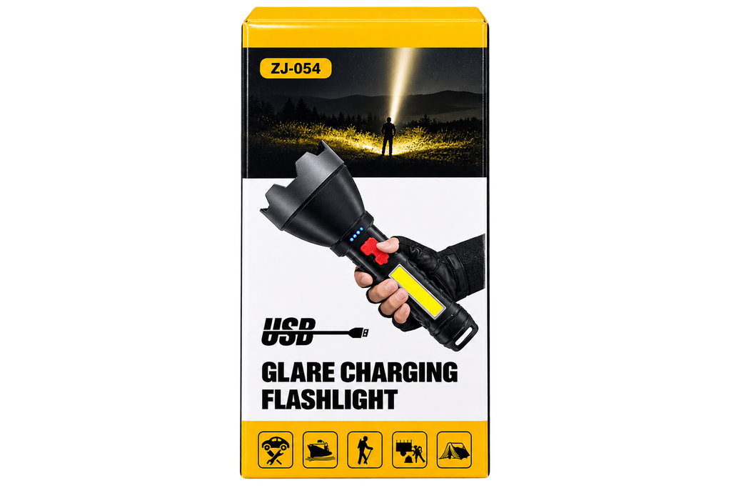 Lanternă LED Reîncărcabilă ZJ-05 cu USB și Lumină Laterală COB