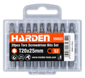 Set 20 Biți Torx cu Gaură Harden – T20 × 25 mm, S2