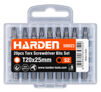 Set 20 Biți Torx cu Gaură Harden – T20 × 25 mm, S2