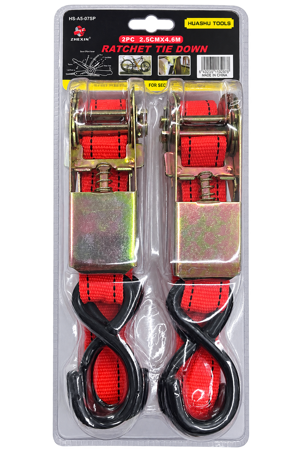 Set 2 Chingi de Ancorare cu Clichet și Cârlige – 2,5 cm × 4,6 m