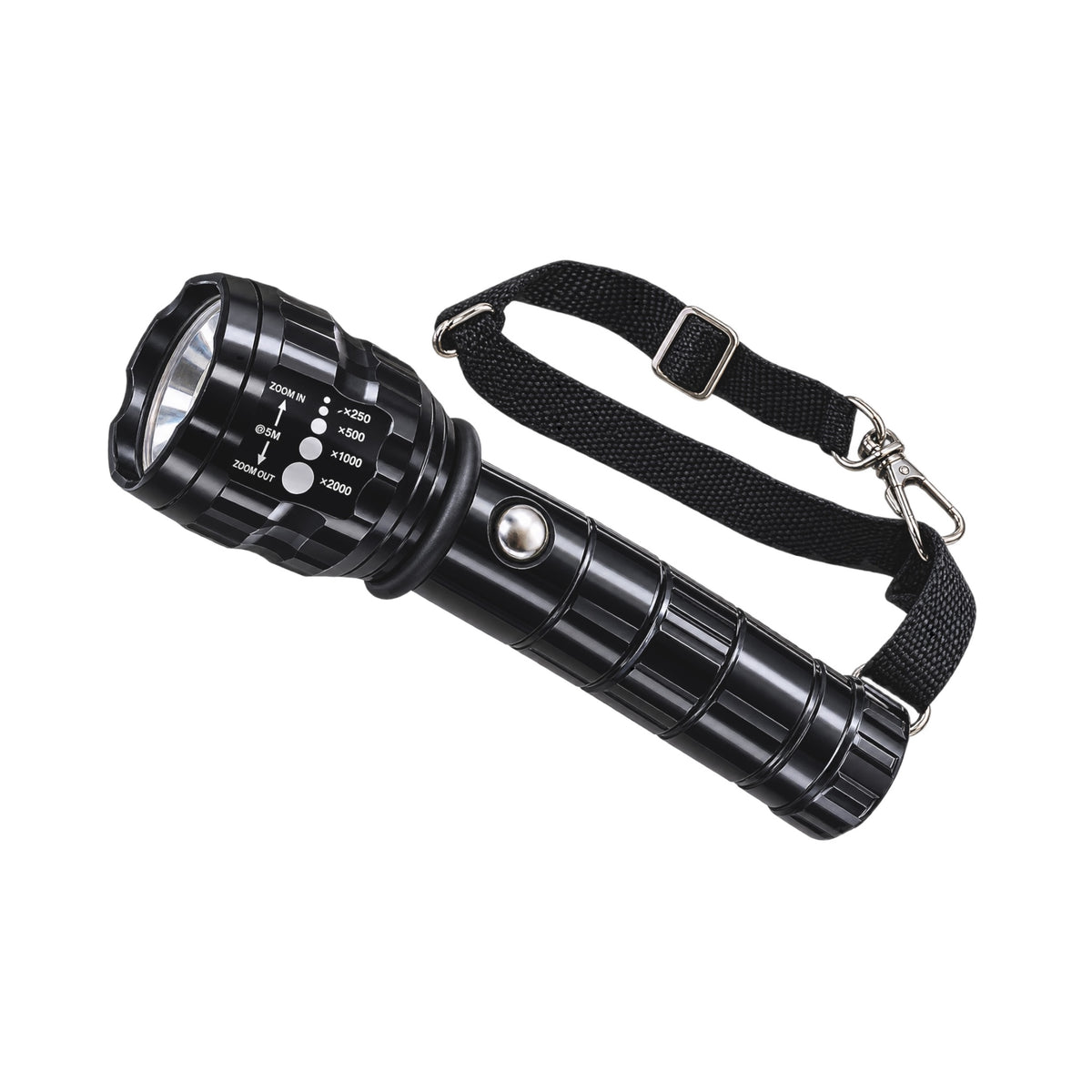 Lanternă LED cu Zoom, Busolă Integrată și Curea de Umăr – Cod 3*R20