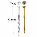Șurub Dulgherie pentru PAL și Lemn Tors 8×80 mm – 50 Bucăți, Cap Înecat