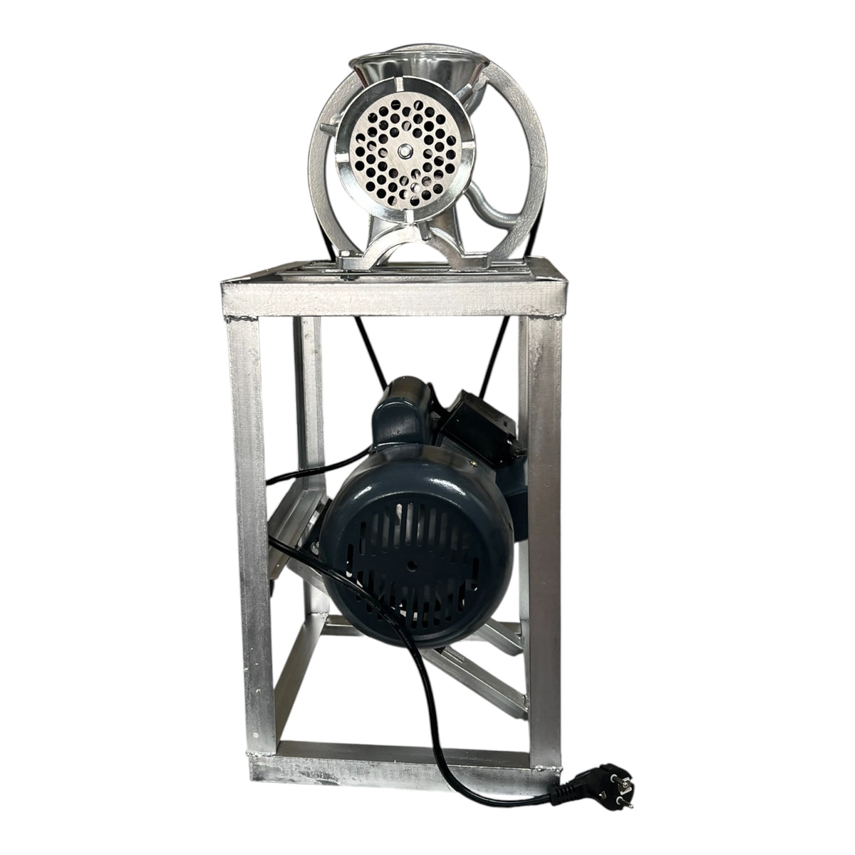 Motor Electric Monofazat 3 kW cu Cadru Metalic și Pâlnie – pentru Mașină de Tocat Carne Nr. 32