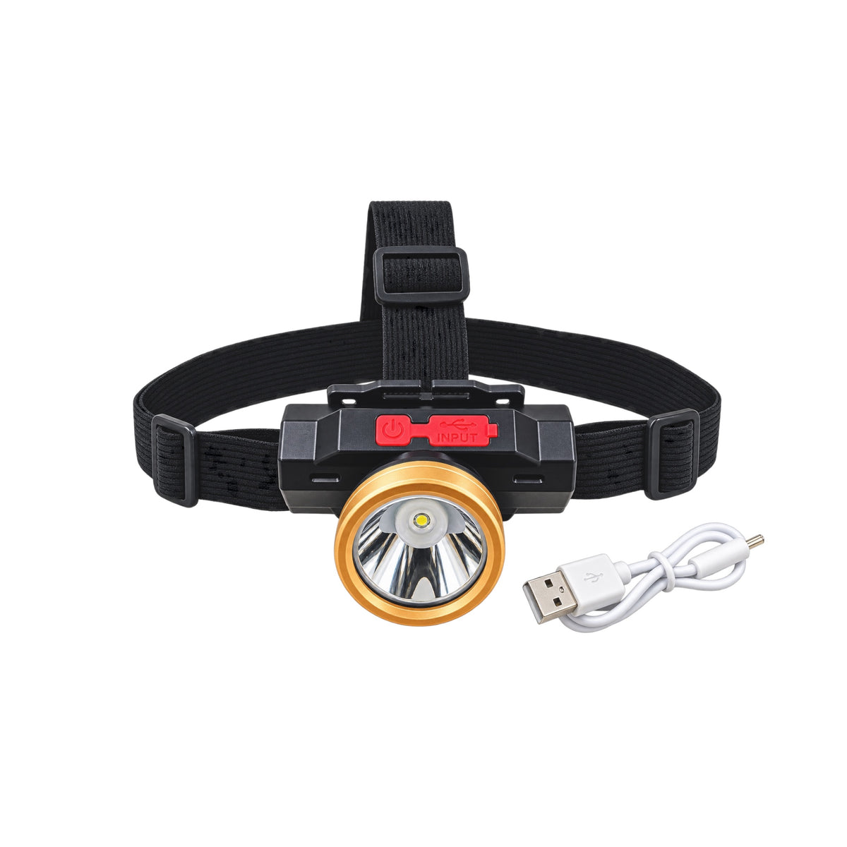 Lanternă Frontală LED Reîncărcabilă cu Acumulator și Cablu USB – Cod 2855