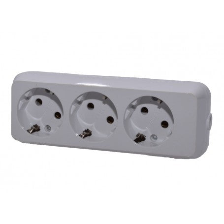 Cap Prelungitor 3 Prize Schuko cu Placă Ceramică – 16A, 230V, Alb