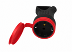 Cuplă Cauciucată Negru-Roșu  – Priză Mobilă cu Capac de Protecție