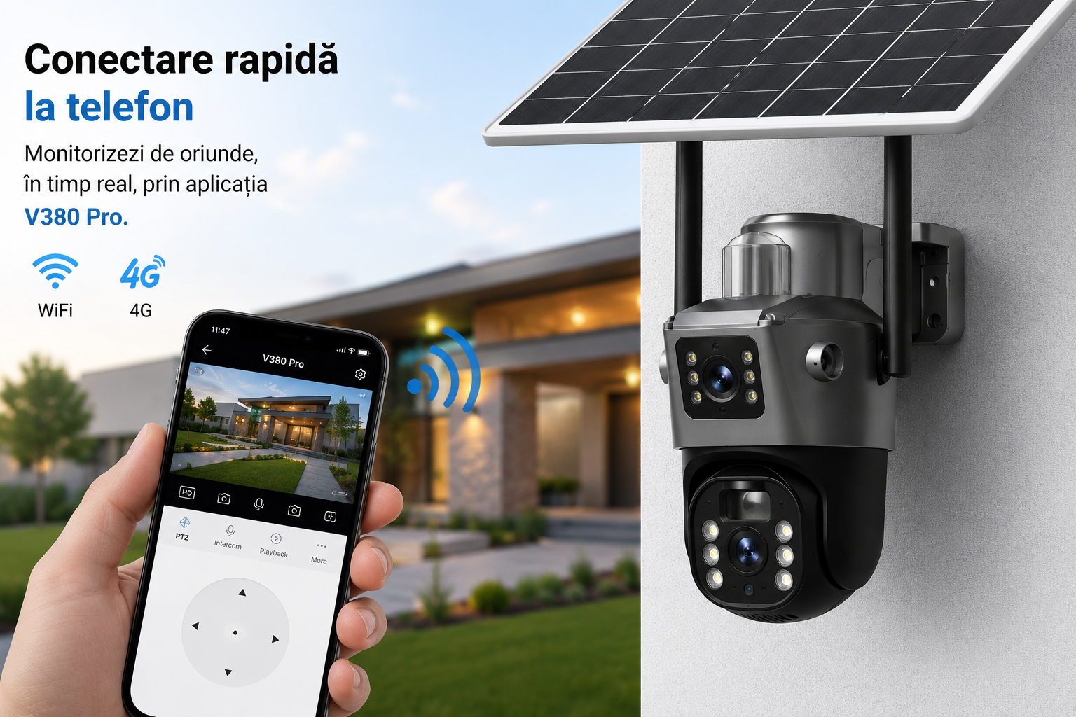 Camera Supraveghere Dubla 4G Solara