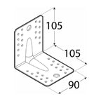 Colțare Lemn Ranforsate 105x105x90x2 mm – Oțel Zincat pentru Îmbinări și Fixări Ser de 10 buc