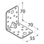 Colțare Lemn Ranforsate 70x70x55x2 mm – Oțel Zincat pentru Îmbinări și Fixări Set de 10 buc