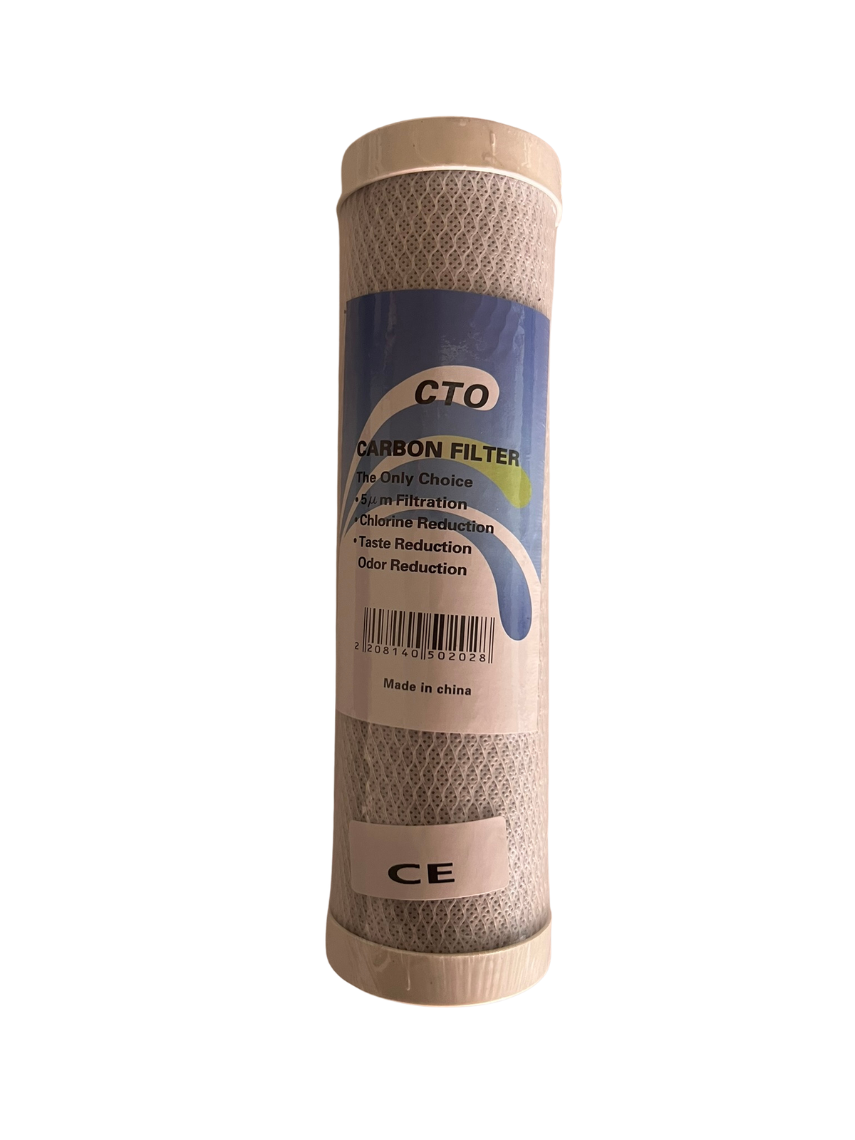 Cartuș Filtru de Apă CTO cu Cărbune Activ – 10", Filtrare 5 Microni, Reducere Clor, Gust și Miros