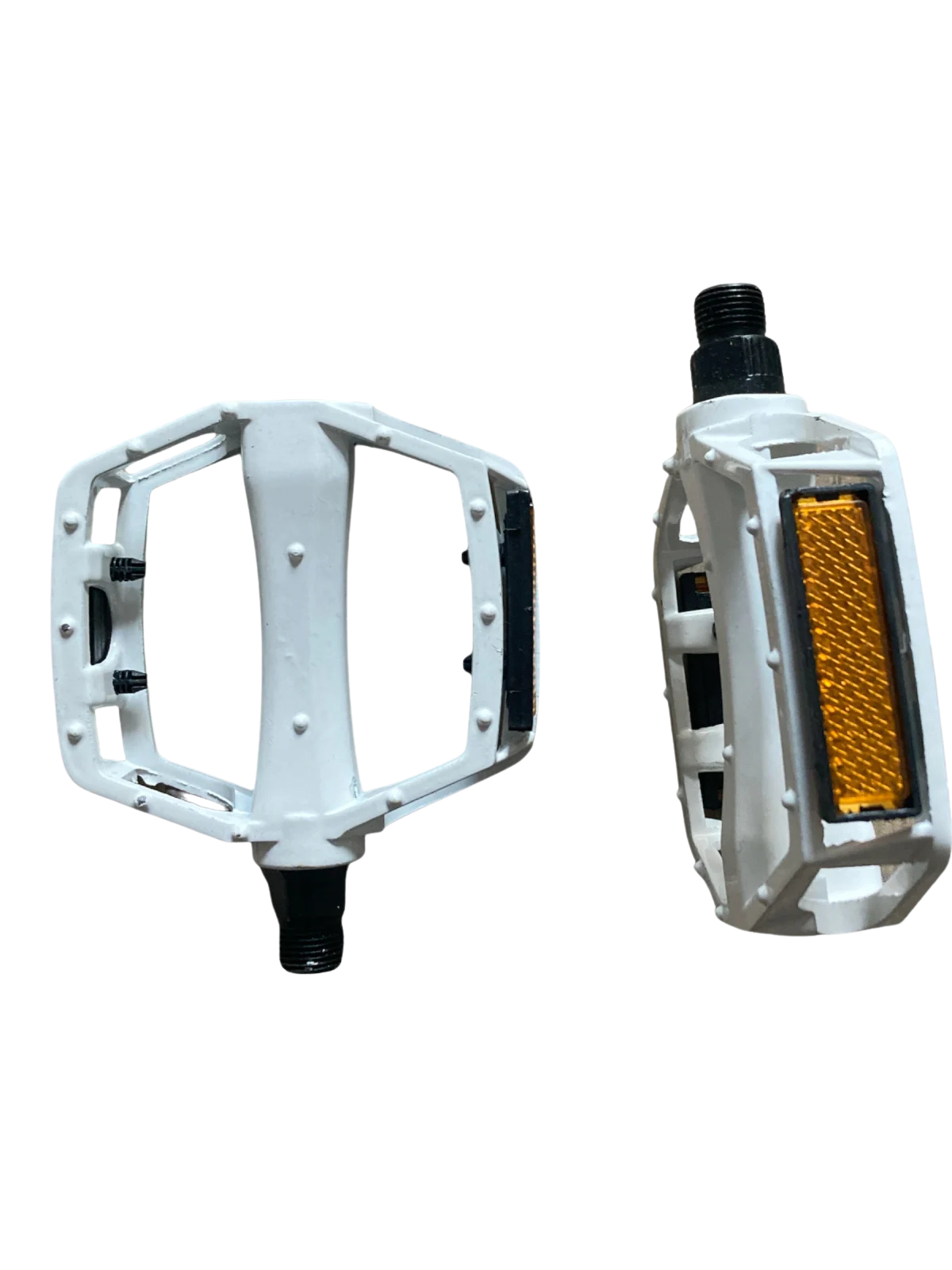 Pedale Aluminiu Albe pentru Bicicletă – Set 2 Bucăți, Antiderapante, cu Reflectorizante