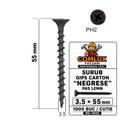 Șuruburi pentru Gips-Carton „Negrese” 3.5 × 55 mm – Pas Lemn, PH2, Taiwan, 1000 Buc/Cutie