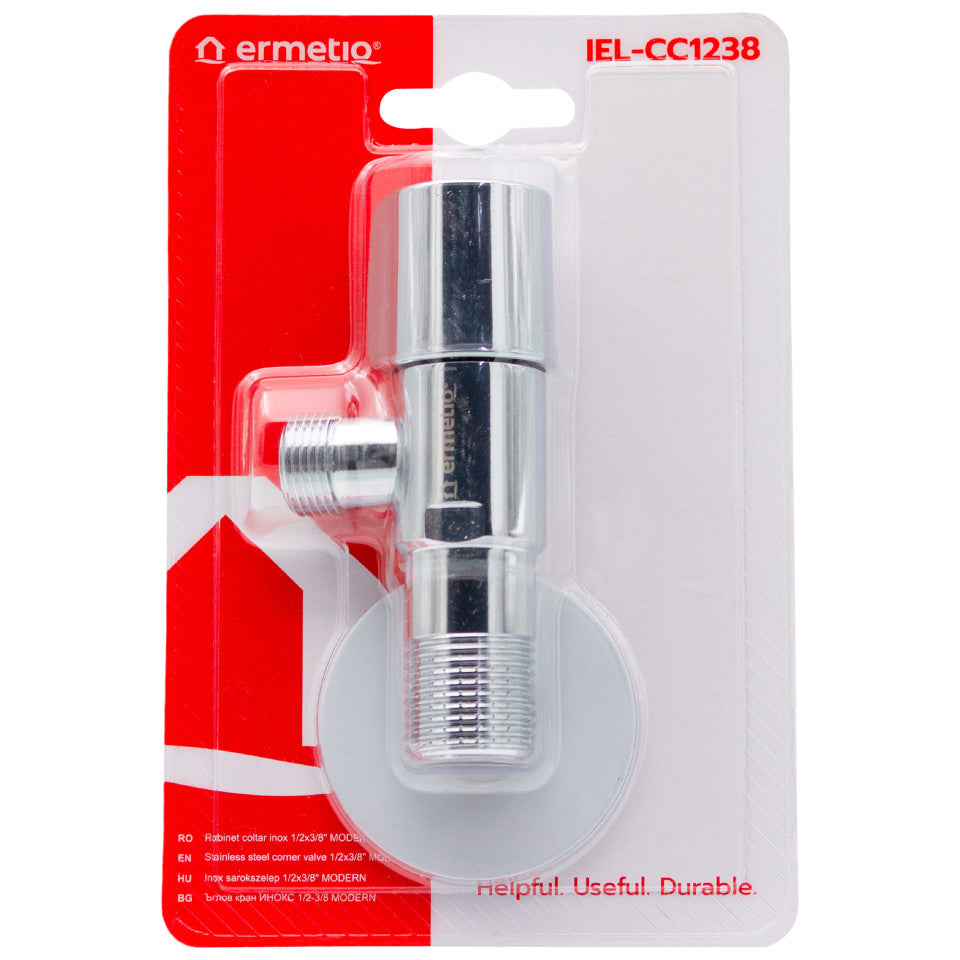 Robinet Colțar 1/2" x 3/8" Cromat – Robinet de Închidere pentru Baterii și Instalații Sanitare