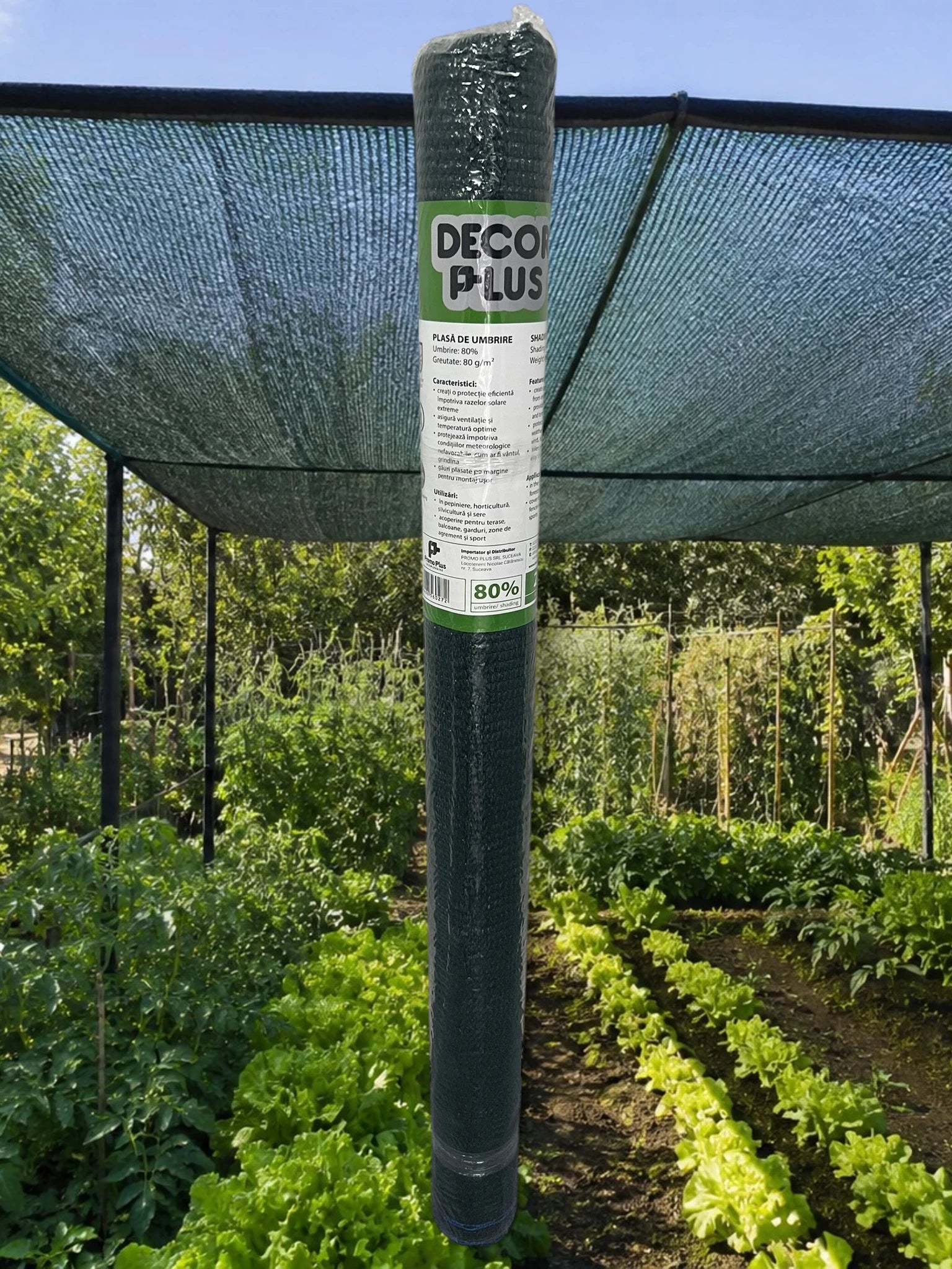 Plasă de umbrire verde 55% – 1,7 x 10 m, 60 g/mp, protecție UV