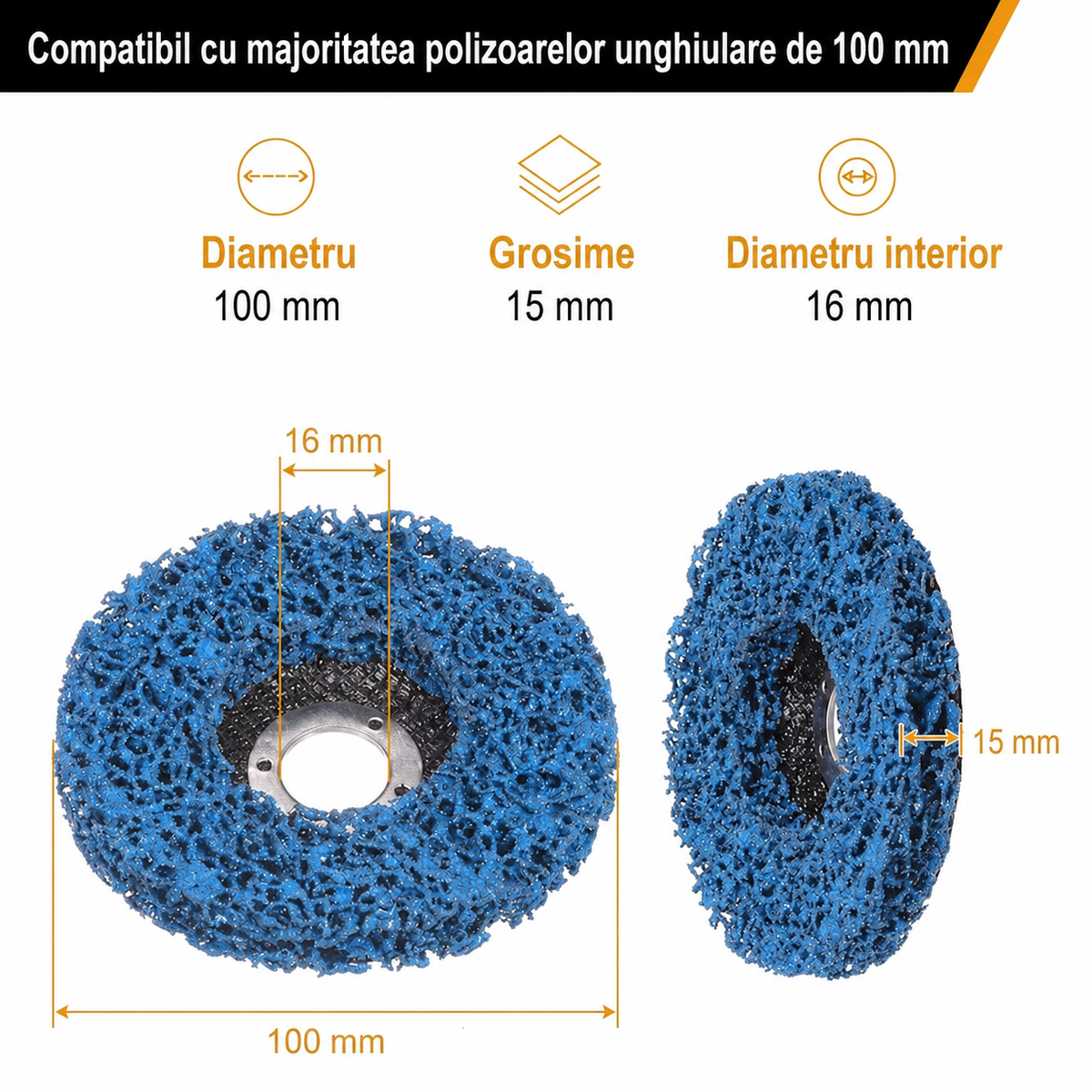 Disc pentru Curățat Rugină și Vopsea 100 × 16 mm – pentru Polizor Unghiular