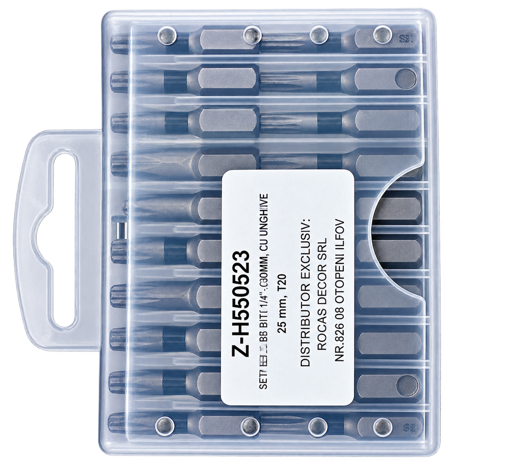 Set 20 Biți Torx cu Gaură Harden – T20 × 25 mm, S2