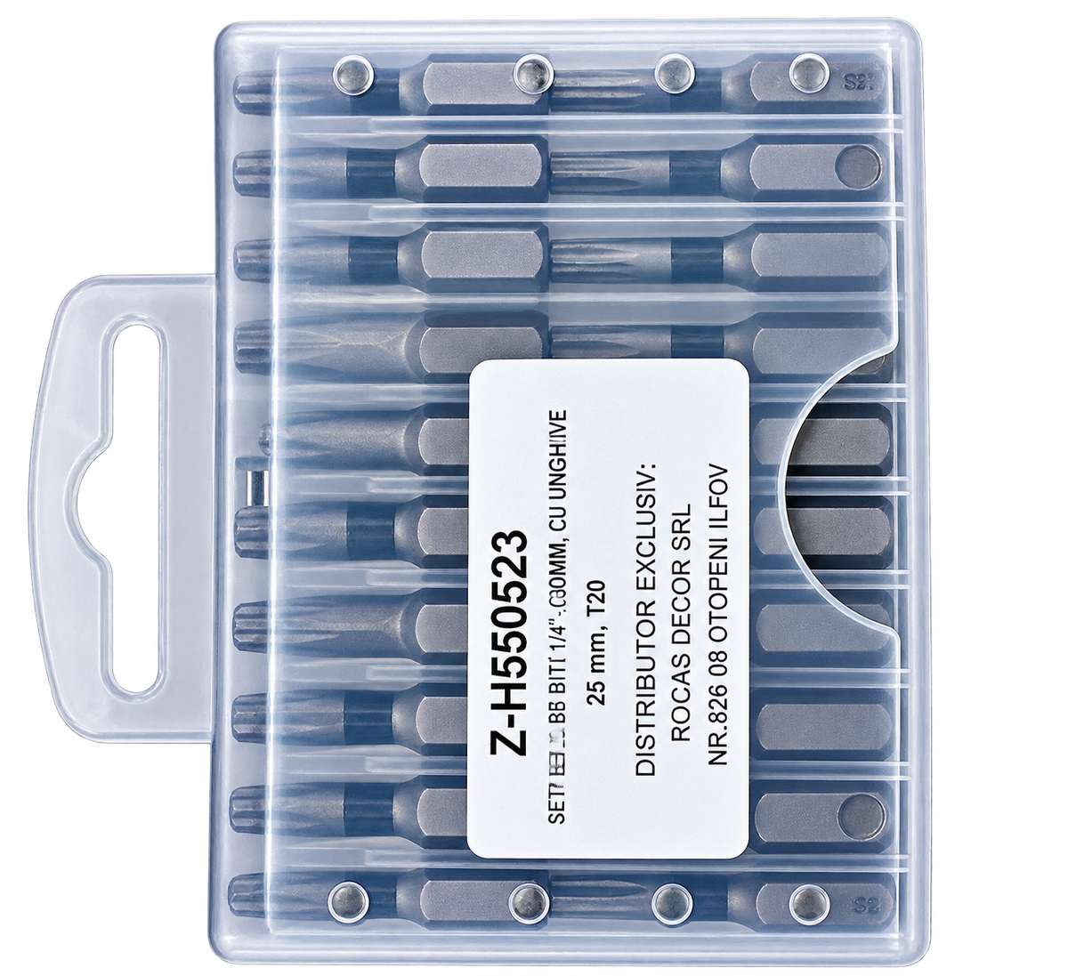 Set 20 Biți Torx cu Gaură Harden – T20 × 25 mm, S2