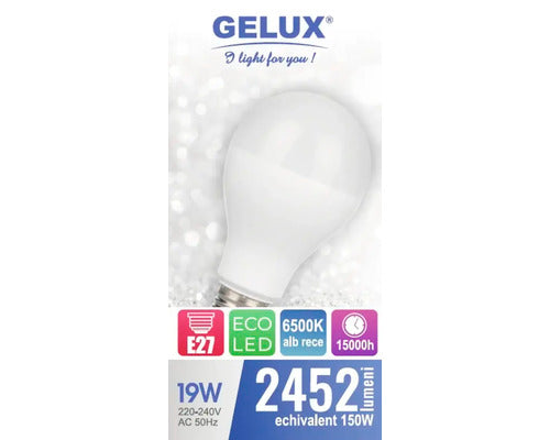 Bec LED Gelux 19W E27 – Iluminare Eficientă și Consum Redus