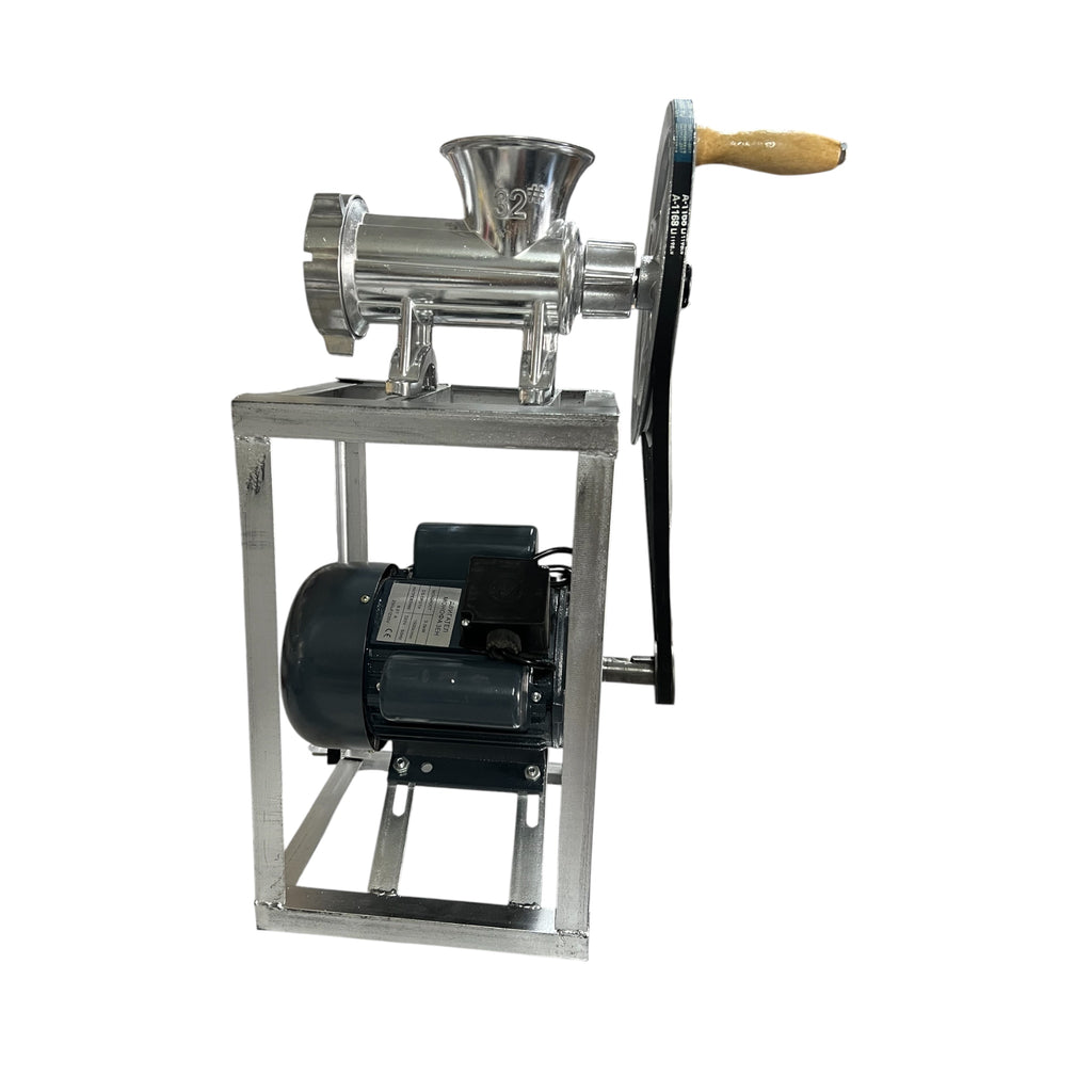 Motor Electric Monofazat 3 kW cu Cadru Metalic și Pâlnie – pentru Mașină de Tocat Carne Nr. 32