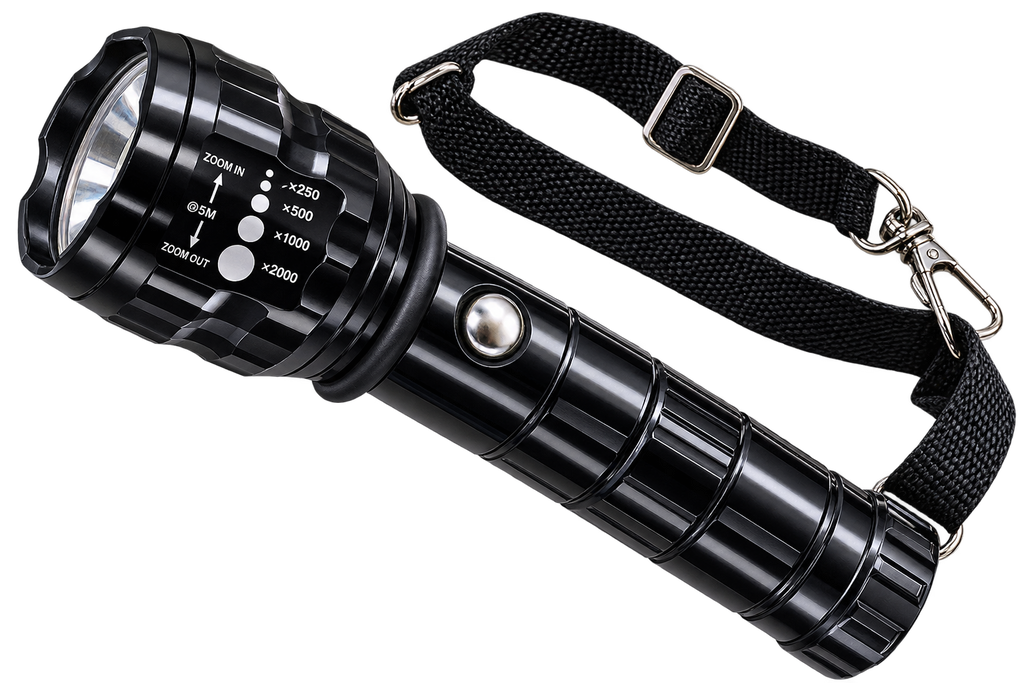 Lanternă LED cu Zoom, Busolă Integrată și Curea de Umăr – Cod 3*R20