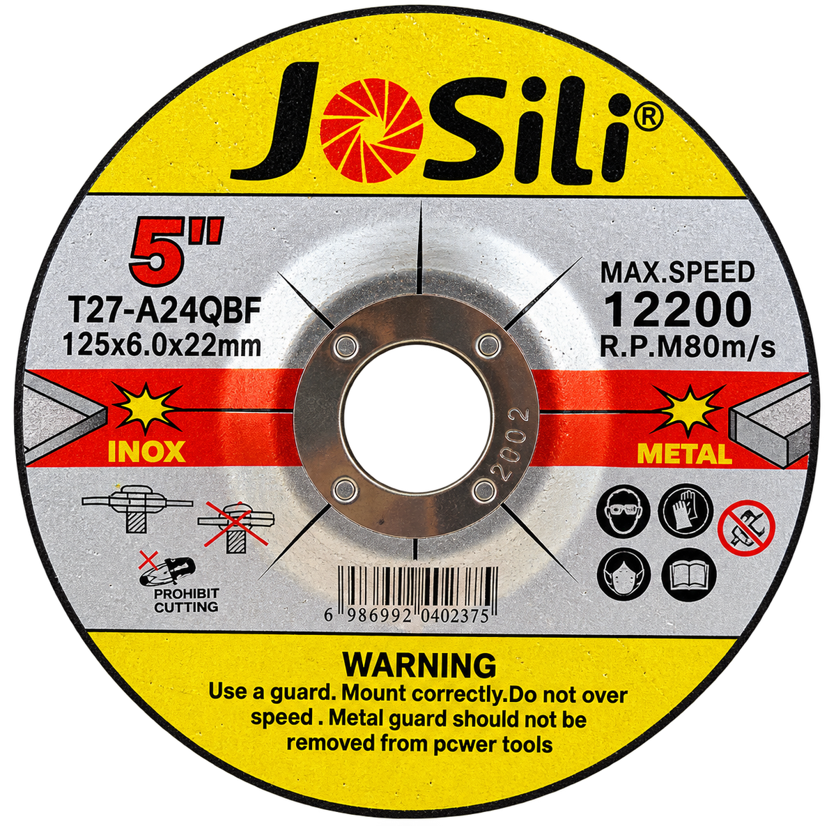Set 5 Discuri de Polizat Metal/Inox JoSili – 125 × 6,0 × 22 mm