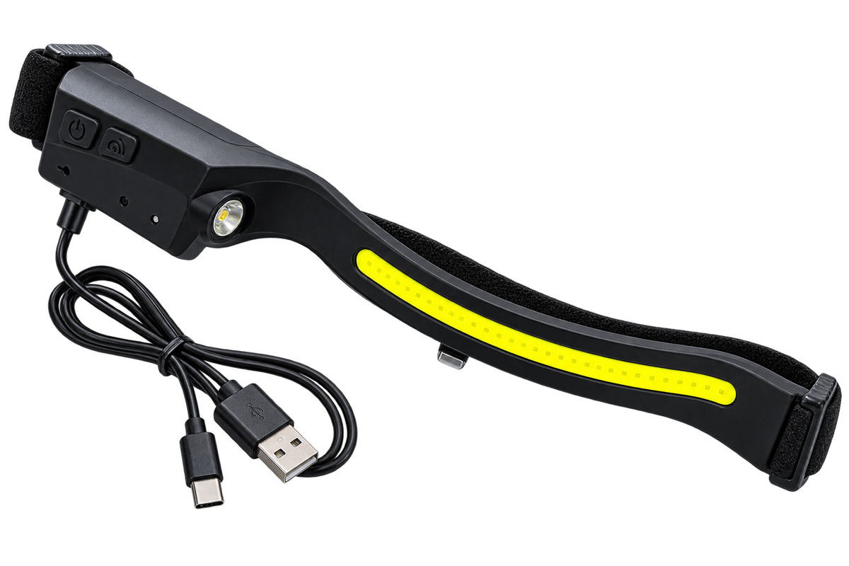 Lanternă Frontală LED cu Senzor de Mișcare – COB + XPE, USB-C, 350 Lumeni
