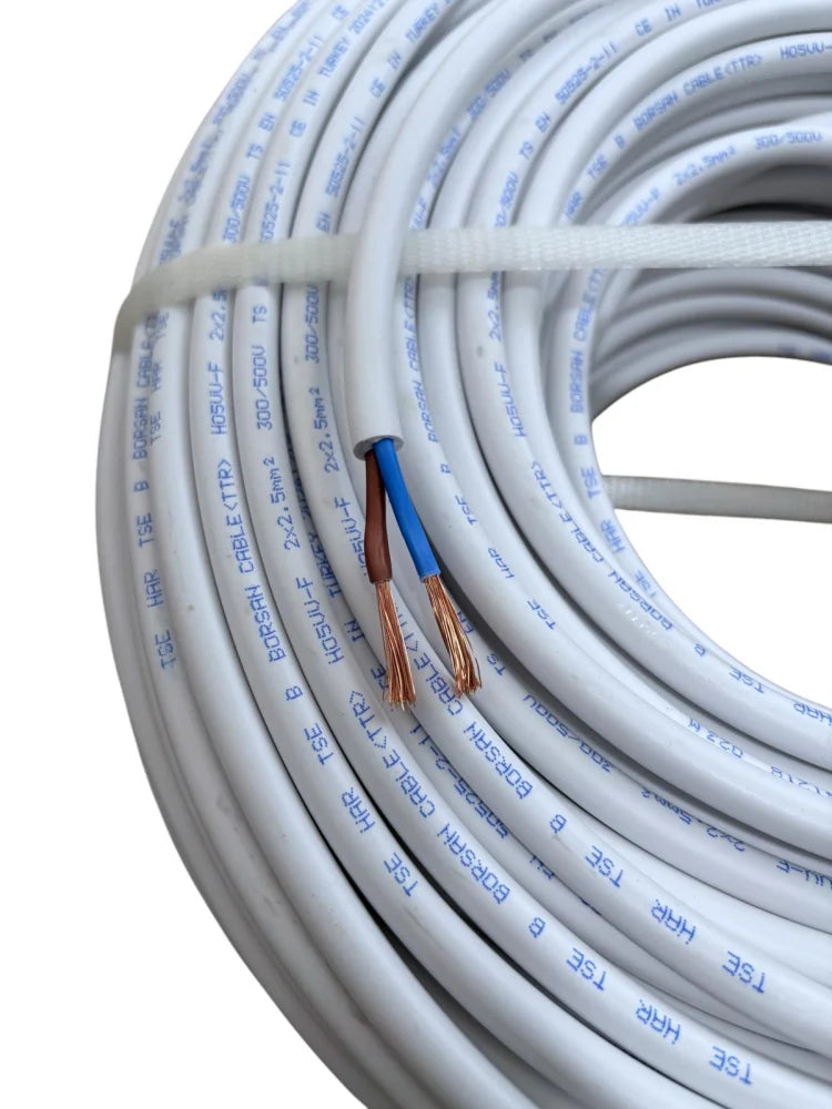 Conductor Electric 2×2.5 mm² – Rolă 100 m, Cablu din Cupru pentru Instalații Electrice