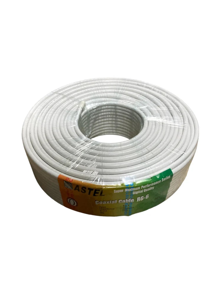 Cablu TV Coaxial ASTEL RG6 – Rolă 100 m pentru Antenă, Satelit și CCTV