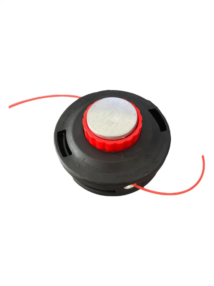 Cap motocoasă tambur universal Ø12.5 cm – buton metalic, negru-portocaliu, 500g, M10 x 1.25mm
