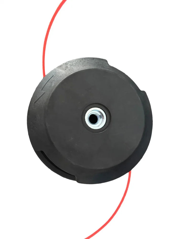 Cap motocoasă tambur universal Ø12.5 cm – buton metalic, negru-portocaliu, 500g, M10 x 1.25mm