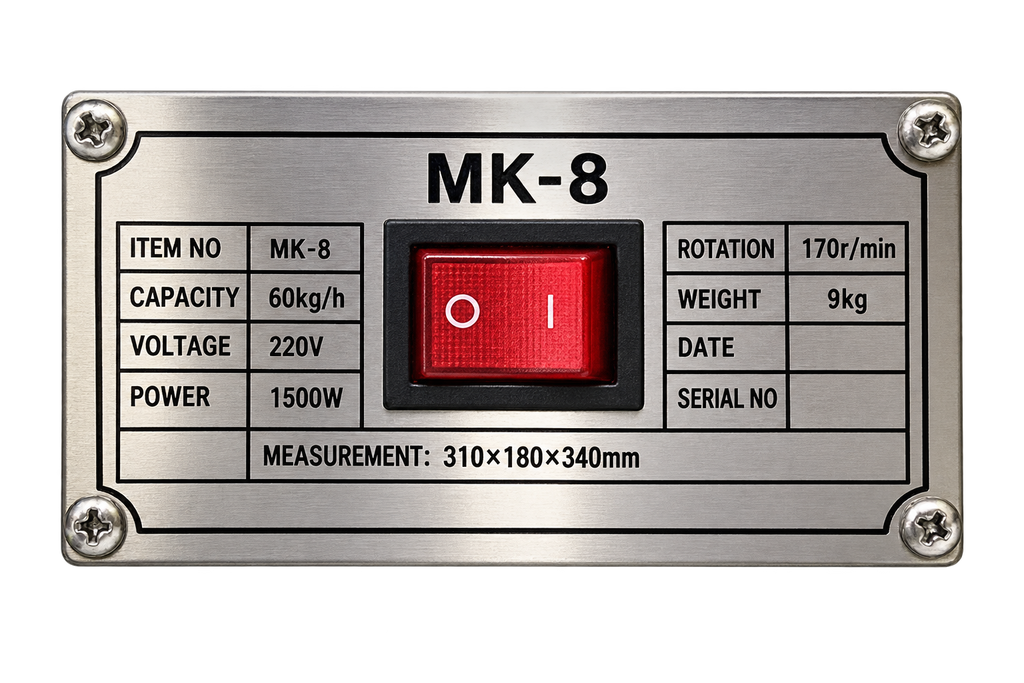 Mașină Electrică de Tocat Carne MK-8 – 1500 W, 60 kg/h, Inox, 220 V