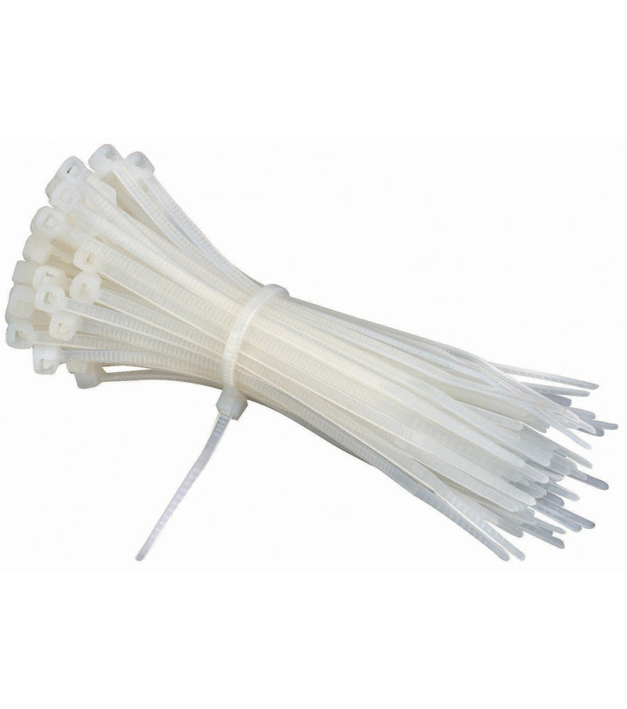 Coliere de Plastic (Șoricei) Albe 3.6 × 200 mm, 100 Bucăți, Nylon PA66, Autofixare