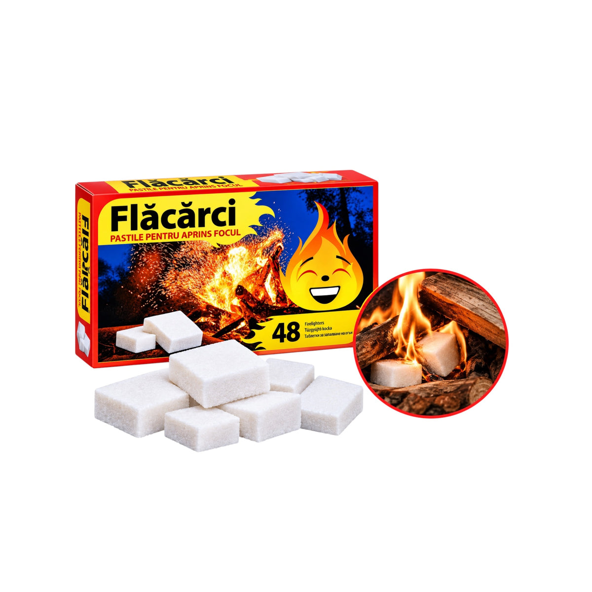 Pastile pentru Aprins Focul – 48 Cuburi/Cutie, Bax 32 Cutii