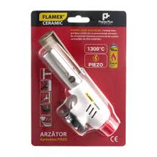 Cap Lampă / Arzător Ceramic FLAMEX Alb pentru Butelie Gaz 227 g, cu Aprindere Piezo