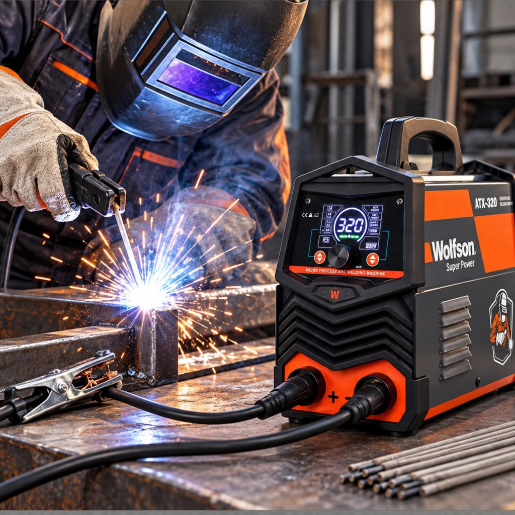 Aparat de Sudură Invertor WOLFSON ATX-320, 2 în 1 MMA și LIFT-TIG, 140A, Tehnologie IGBT, Display LED, Electrozi 1,6–5 mm