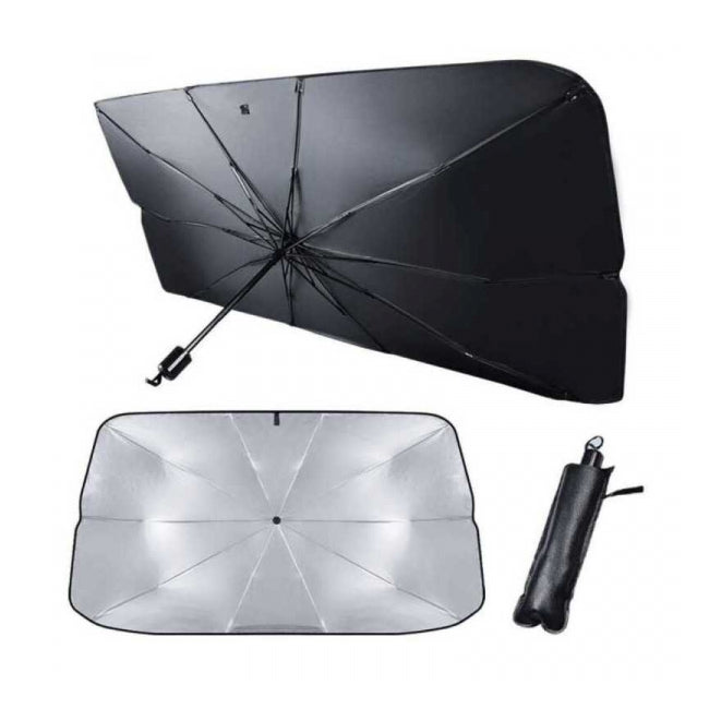 Parasolar Auto Tip Umbrelă – Pliabil, Protecție UV pentru Parbriz, Negru/Argintiu