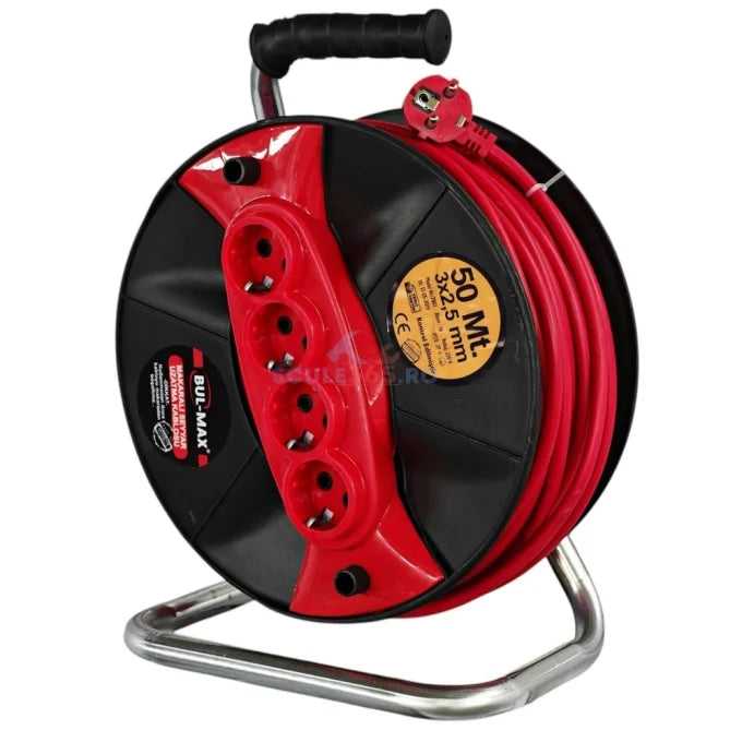 Derulator Electric 40 m cu Tambur – Cablu 3×2.5 mm², 4 Prize, Putere Maximă 3500 W